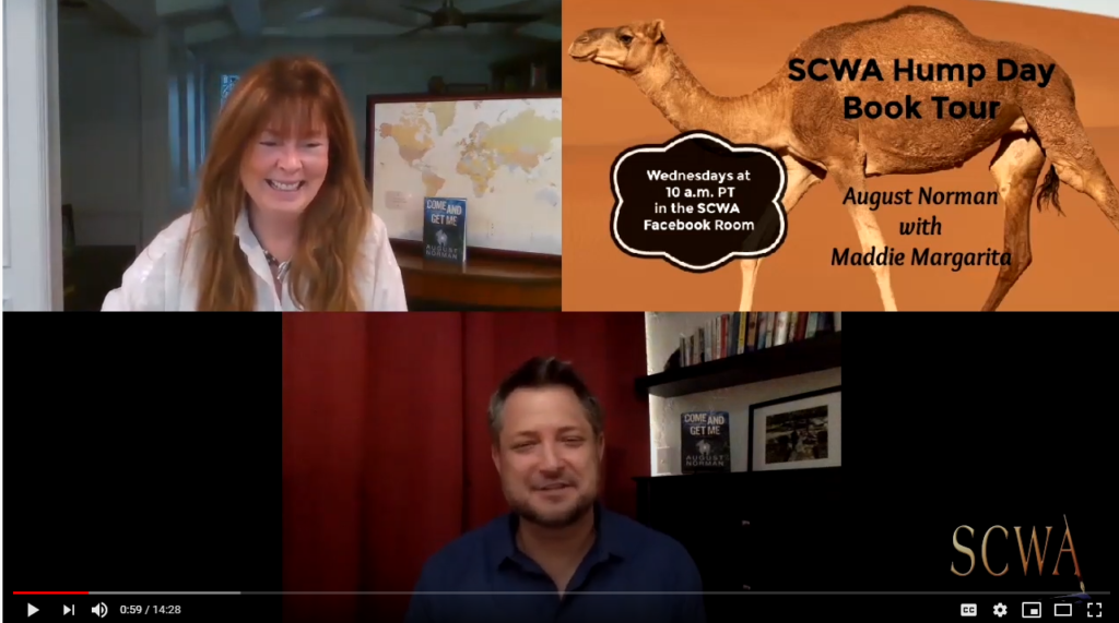 Thriller author August Norman discusses SINS OF THE MOTHER with Maddie Margarita on the SCWA's Hump Day Book Tour